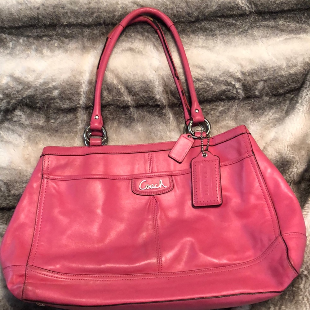 Pink leather coach bag